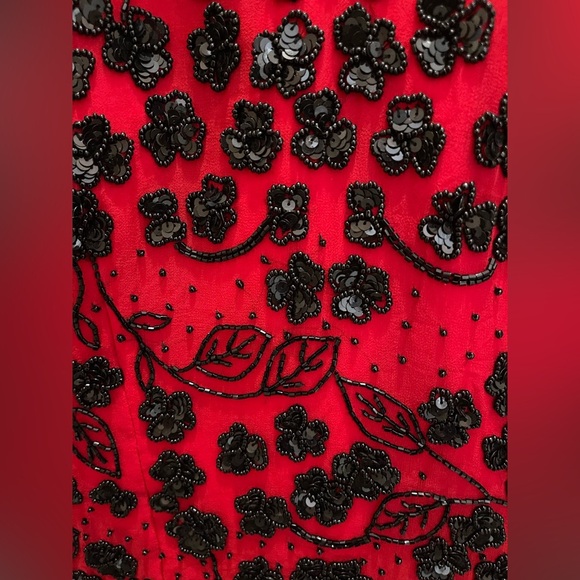 Sean Collection 100 Silk Red Black Heavy Beaded Floral Plus Whimsigoth Fairy XXL - Picture 10 of 13
